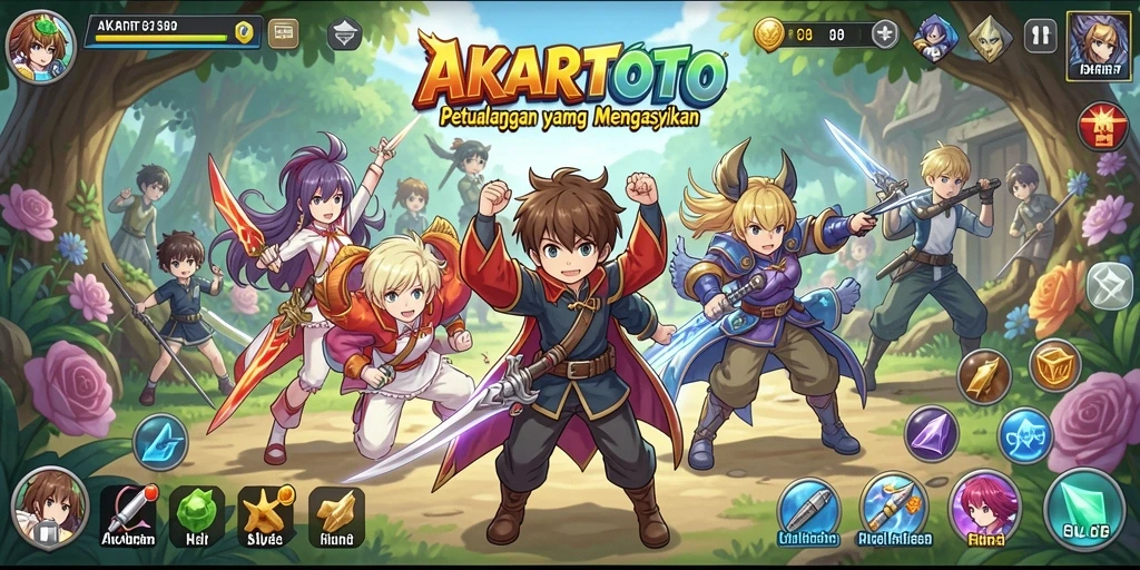 Tampilan gameplay seru dengan karakter anime yang memukau.