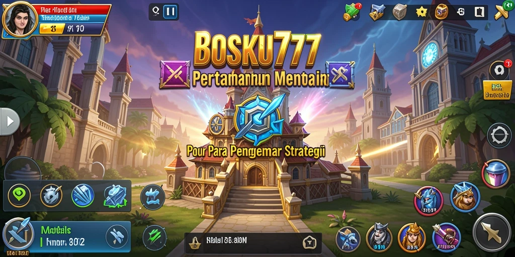 Tangkapan layar gameplay BOSKU777 menampilkan aksi menara bertahan yang menegangkan.