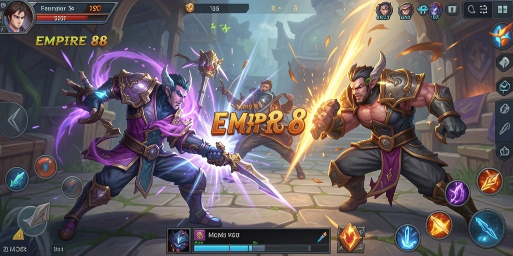 Tangkapan layar utama EMPIRE88 dengan tampilan aksi pertempuran MOBA.