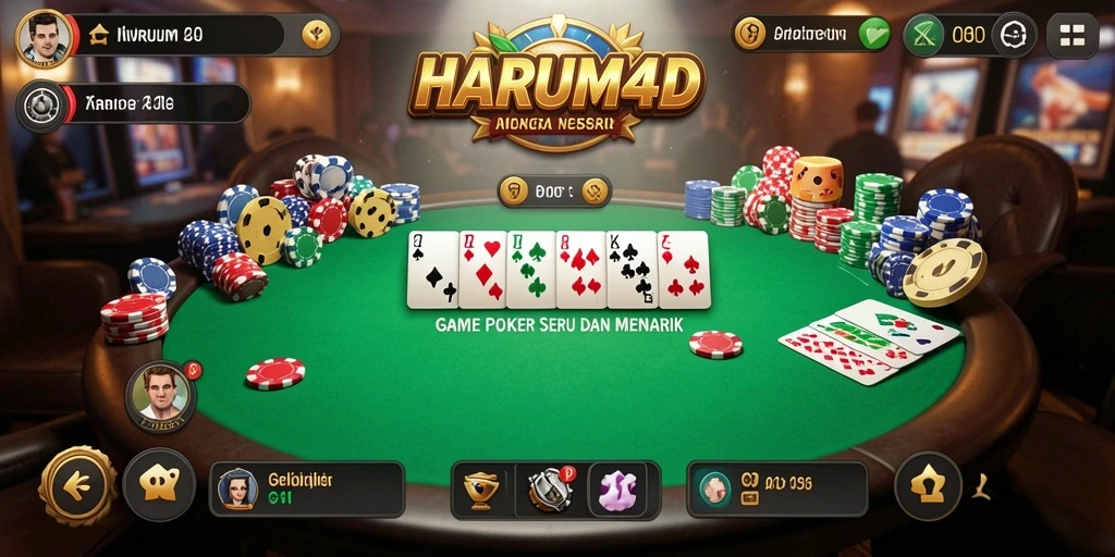 Screenshot utama HARUM4D menampilkan pengalaman bermain Poker yang seru.