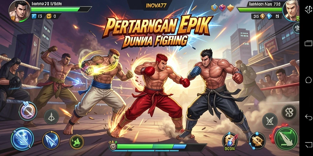 Tampilan gameplay Fighting yang seru dan mendebarkan dalam INOVA77.