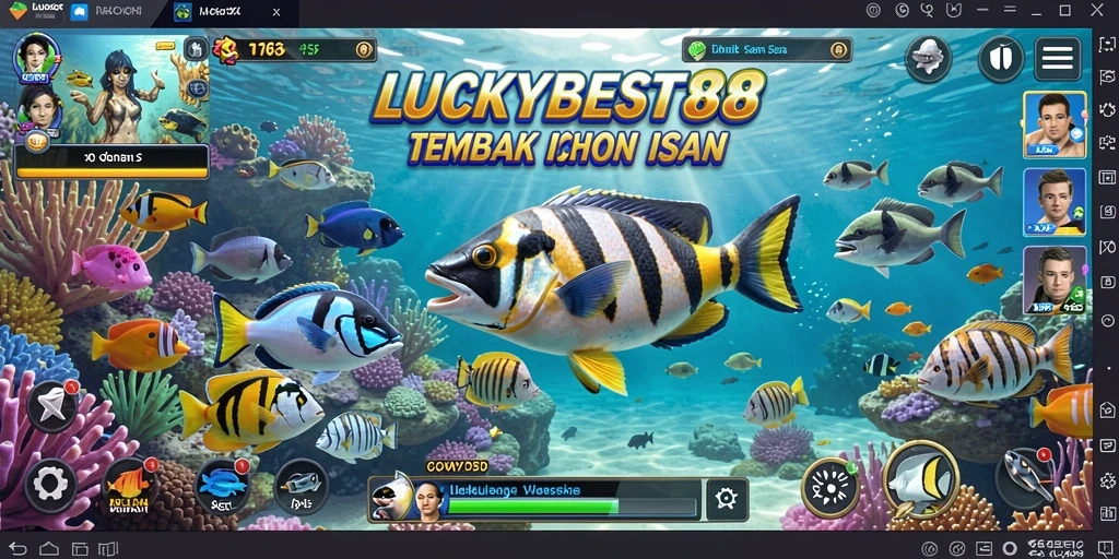 Screenshot gameplay LUCKYBEST88 dengan aksi menembak ikan yang mendebarkan.
