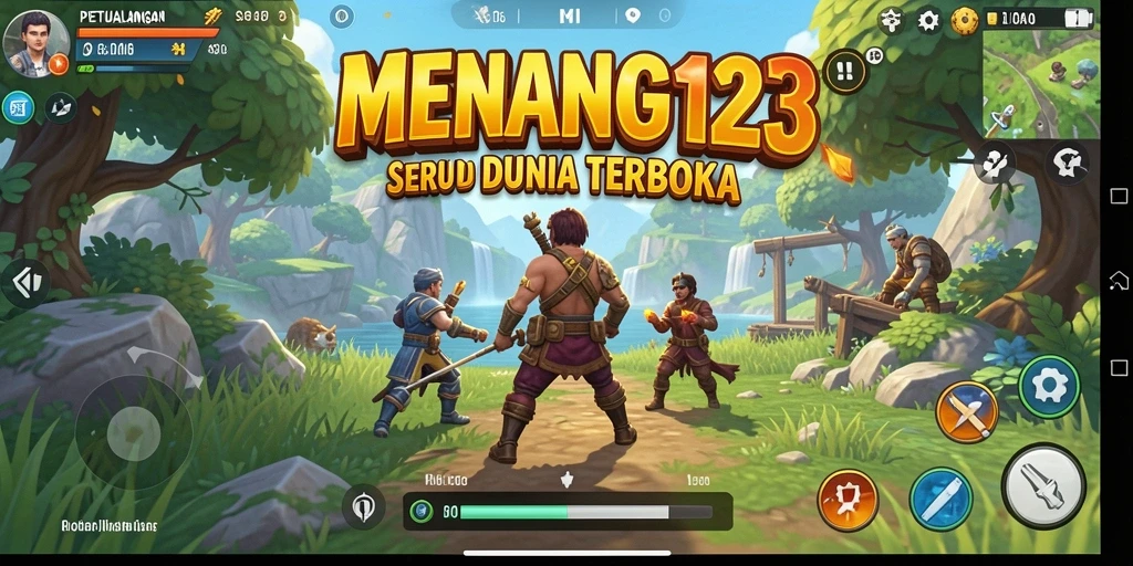Tangkapan layar dari gameplay <strong>MENANG123</strong> yang menunjukkan eksplorasi dunia terbuka.