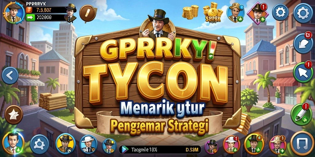 Tampilan gameplay PPRRYY dengan berbagai aspek bisnis yang menarik.