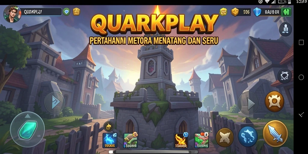 Gameplay menegangkan dalam QUARKPLAY Tower Defense.