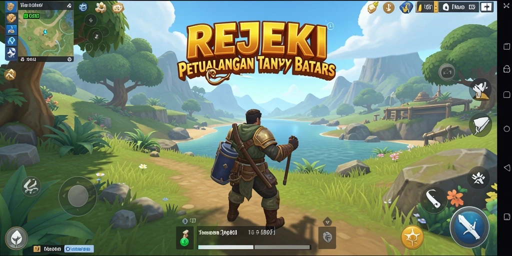 Screenshot utama REJEKI menampilkan petualangan epic di dunia terbuka.
