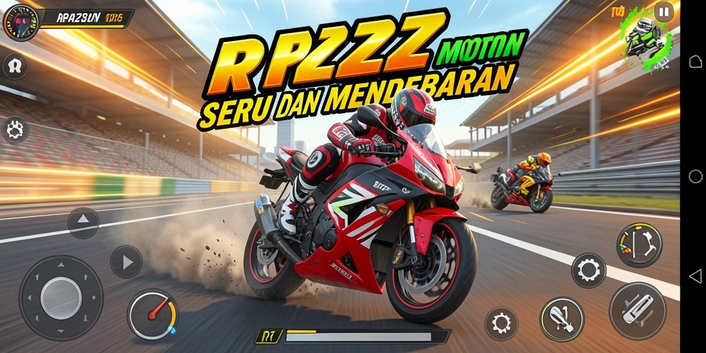Screenshot seru dari gameplay balapan motor RPZZZ.