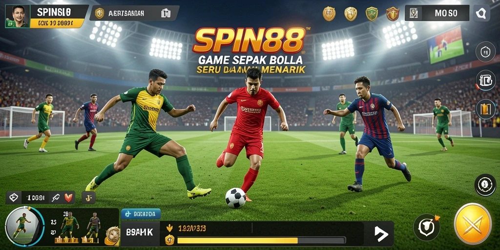 Gameplay SPIN88 yang penuh aksi dan strategi sepak bola.
