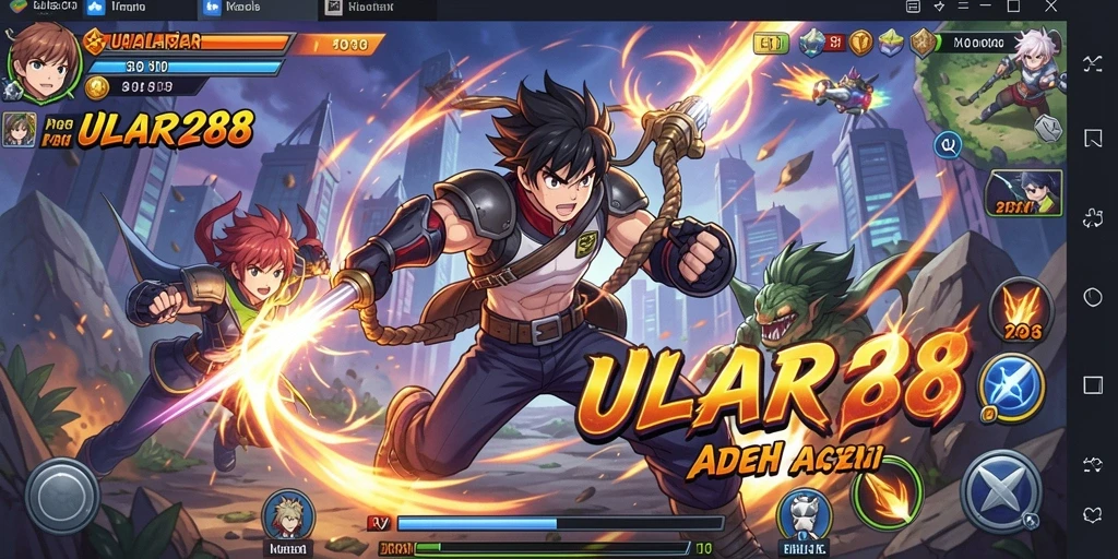 Screenshot gameplay ULAR288 dengan karakter anime yang dinamis.