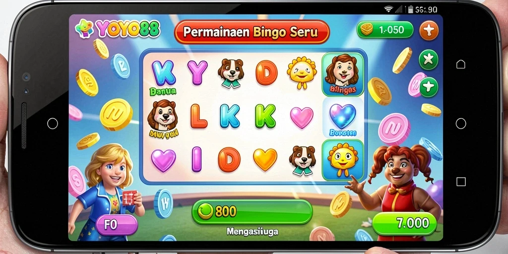 Tampilan gameplay seru dari YOYO88 dengan warna-warna cerah.